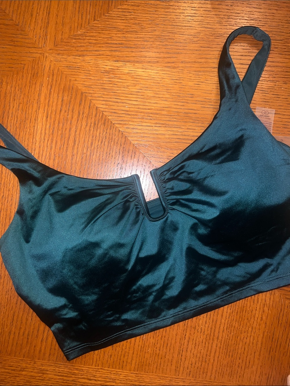 Beautiful Small Calia Satin-Look Bralette swimwear in Deep Teal B36